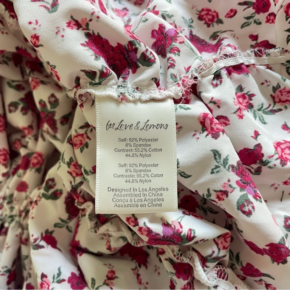 For Love & Lemons Melrose ruched rose Floral Mini Dress 38107 - Picture 10 of 16